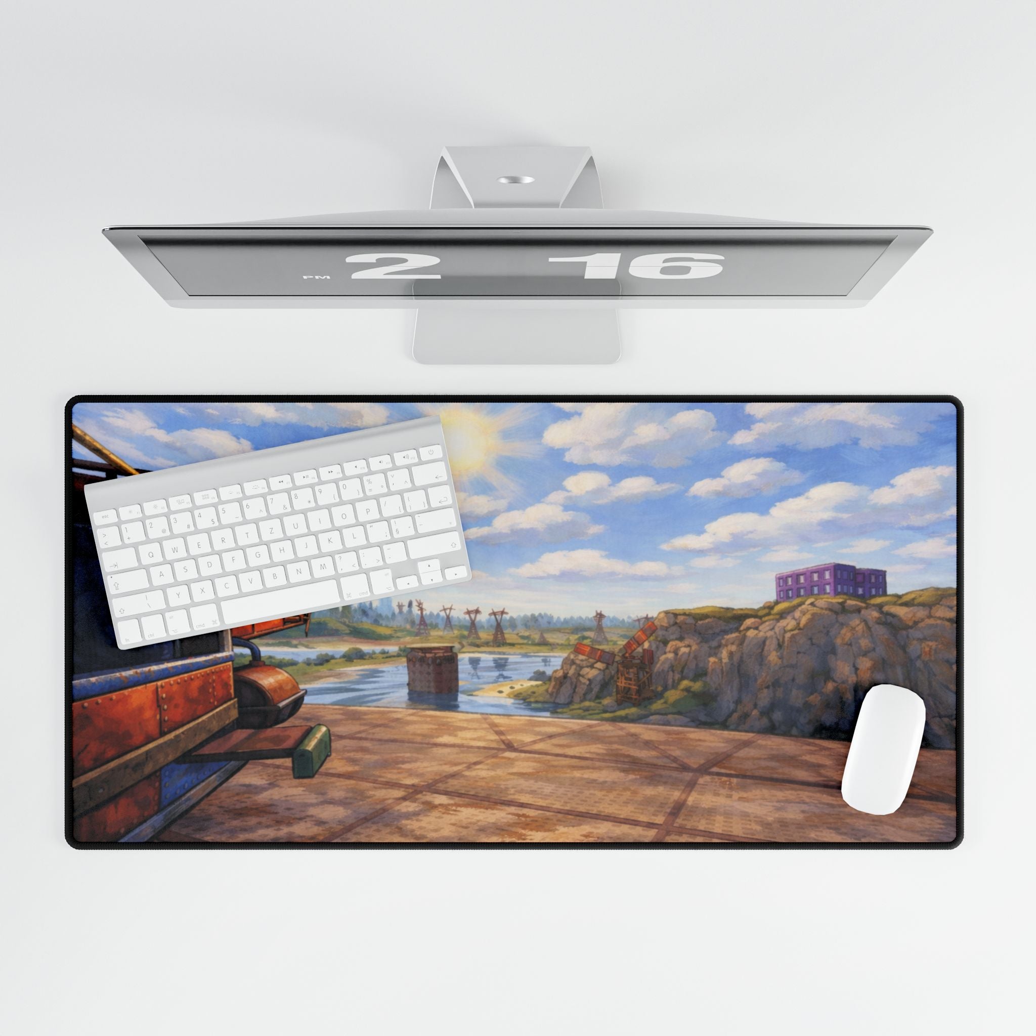 Post Apocalyptic Landscape Desk Mat Rust